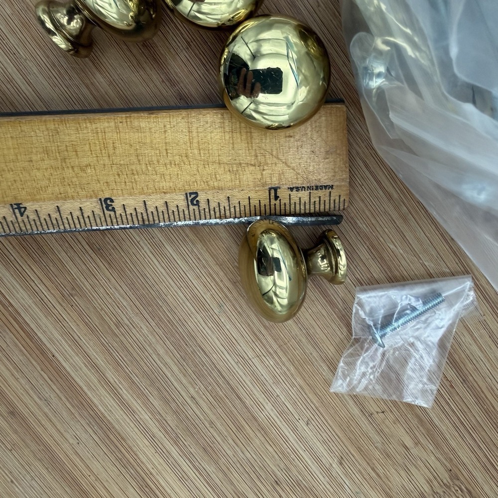 Lot of 15 Drawer Pulls Knobs Solid Brass Handle  1.25 in. - Picture 6 of 7
